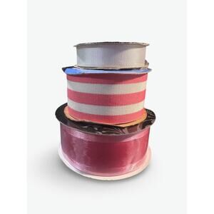 3-Roll Pink Stripe Ribbon Lot –